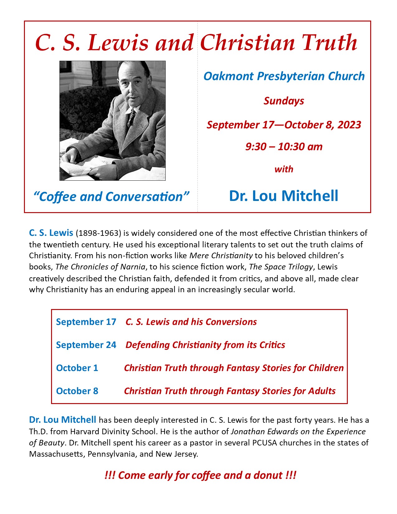 Dr. Lou Mitchell presents C.S. Lewis and Christian Truth